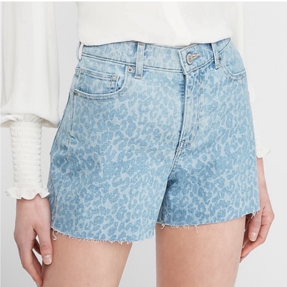Express Denim Cheetah Wash Shorts